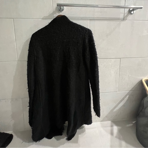 Vince black wool  Open Mid Length Wool Yak cashmere Cardigan knit coat m. - Picture 3 of 6
